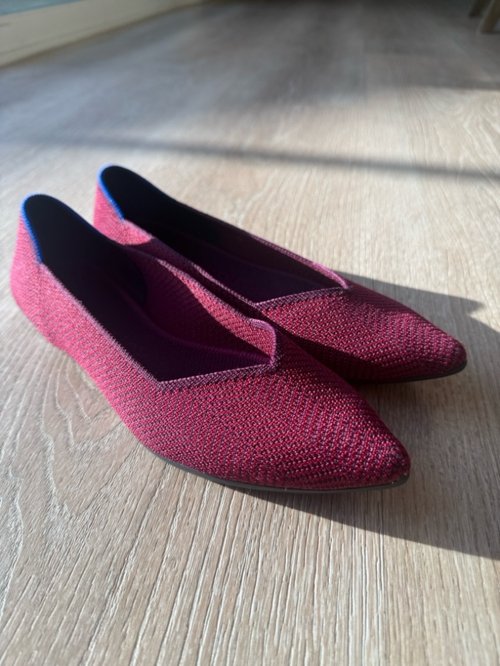 Rothy’s The Point Flats Red Cabernet Herringbone Size 6.5